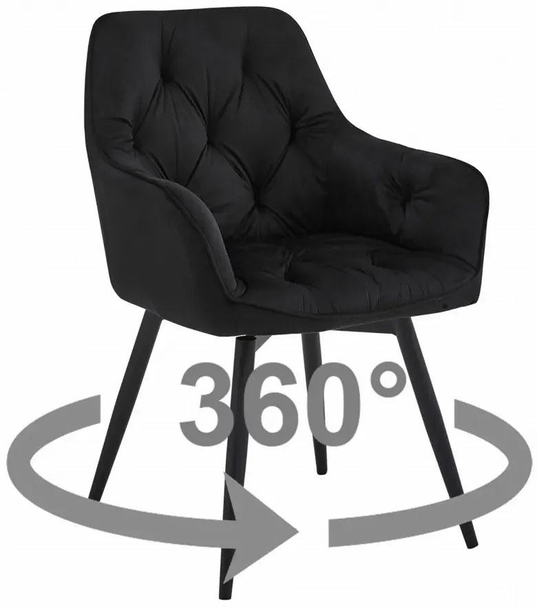 Czarne obrotowe krzesło pikowane W9-E82