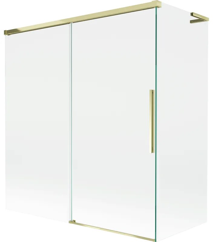 Mexen Rox L parawan nawannowy 2-skrzydłowy rozsuwany 150 + 70 x 150 cm, transparent, złoty - 8C9L-150-070-50-00