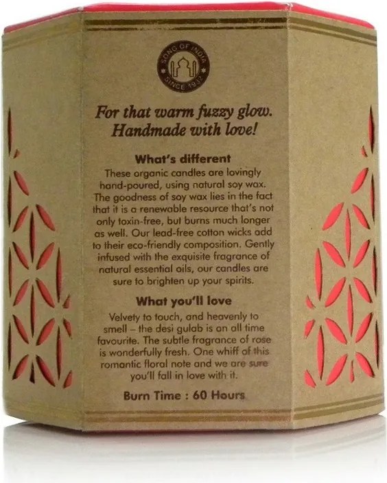 Świeca organiczna Desi Gulab - Rose 200 g w bursztynowym szkle
