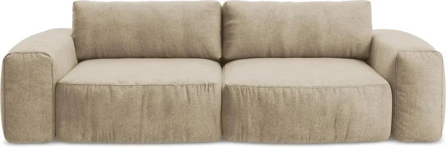 Jasnobrązowa rozkładana sofa z tkaniny szenilowej 275 cm Kuki – Makamii