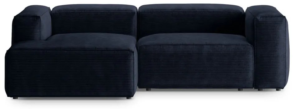 Ciemnoniebieski sztruksowy narożnik (lewostronny/z szezlongiem) Bergamo – Cosmopolitan Design