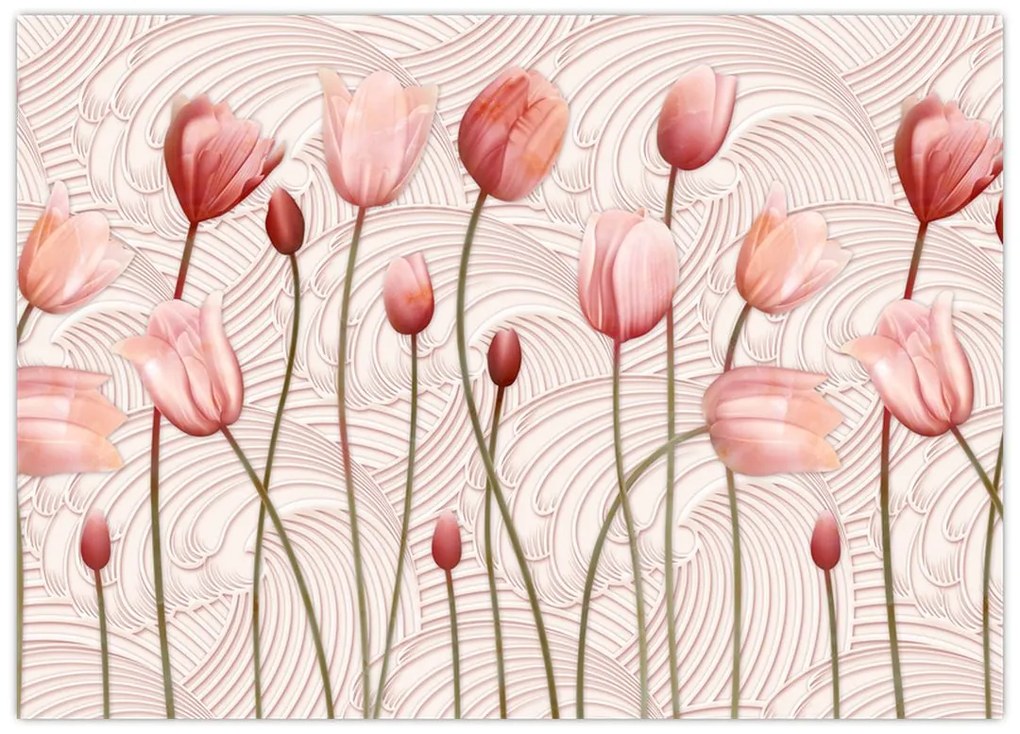 Obraz na szkle - Różowe tulipany (70x50 cm)