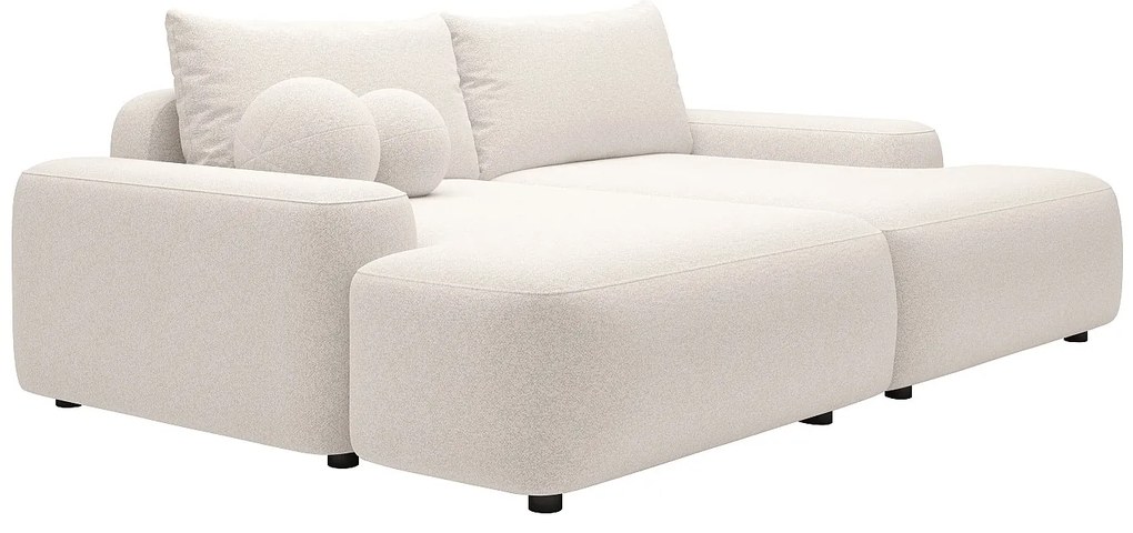 Kanapa 3-osobowa z głębokim komfortowym siedziskiem z melanżowej tkaniny w kolorze kremowym DAVISO