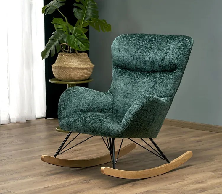 Beżowy welwetowy fotel bujany Z8-F59