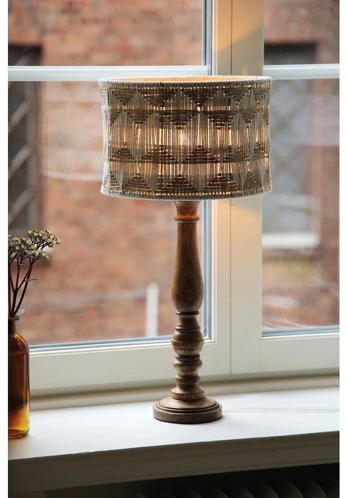 Brązowa lampa stojąca z jutowo-tekstylnym kloszem (wysokość 62,5 cm) Ano – Markslöjd