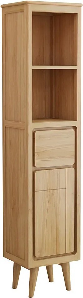 Stojąca kolumna łazienkowa z drewna tekowego z wnękami  - wys. 180 cm - BINTUNI