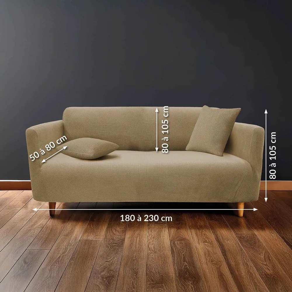 Brązowy elastyczny pokrowiec na sofę 3-osobowy Sacha – douceur d'intérieur