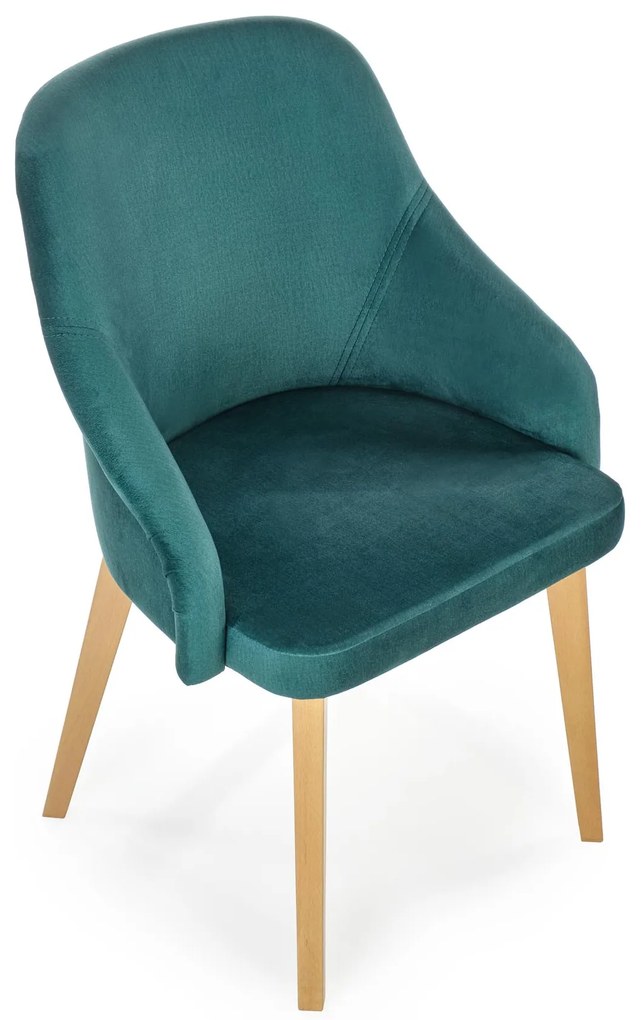 Krzesło tapicerowane dąb miodowy/ciemno zielone welurowe TOLEDO 2
