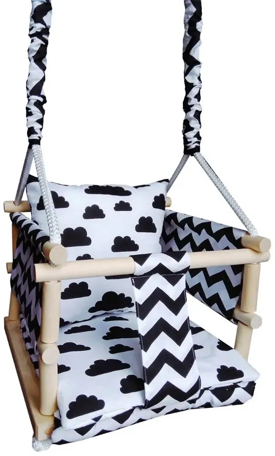 Biało-czarna huśtawka dla dziecka 3w1 C4-A73