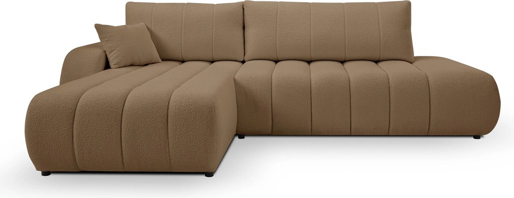Masseno Narożnik GIOIA z funkcją spania i pojemnikiem na pościel Narozniki L, Rozkładana sofa - Brązowy, LAMBI 4