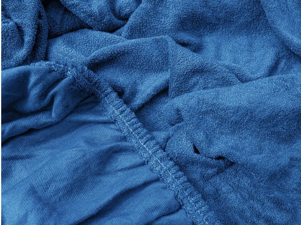 PrzytulneMieszkanie.pl Prześcieradło frotte EXCLUSIVE granatowe 160x200 cm