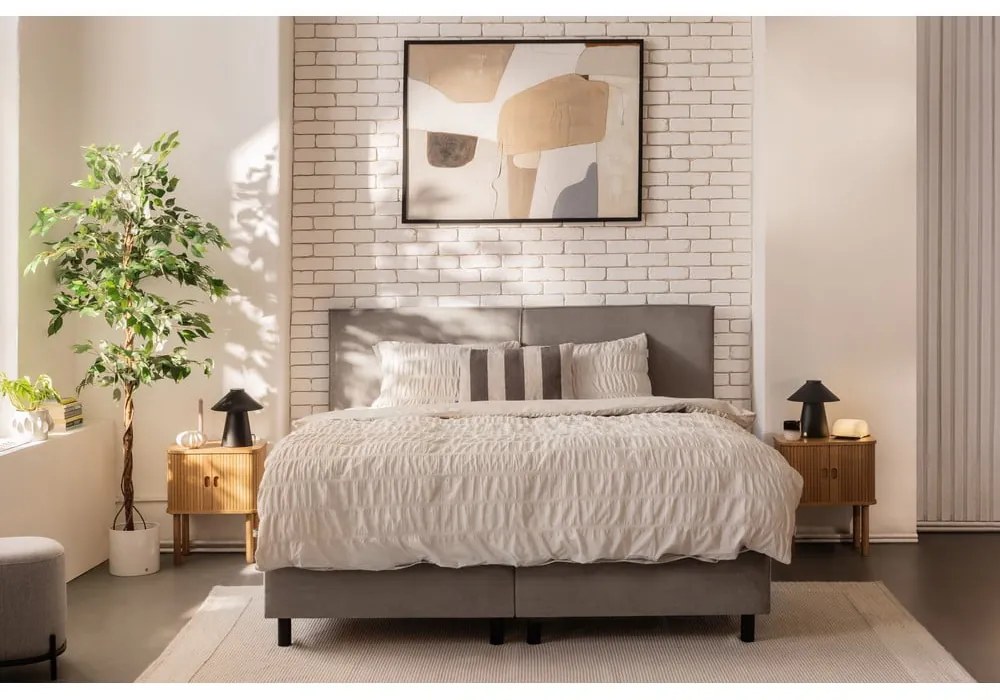 Szarobrązowe łóżko kontynentalne ze schowkiem 180x200 cm Elva Bold – Bonami Selection