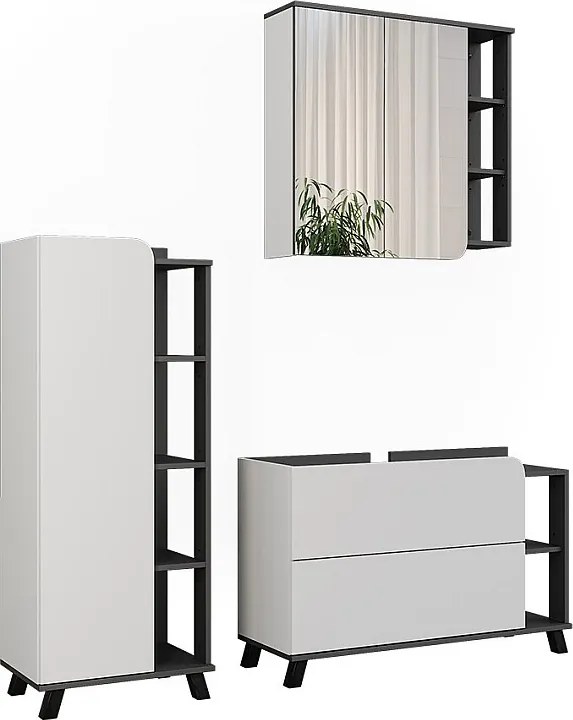 Zestaw mebli łazienkowych antracyt/biały 100x35x65 karen