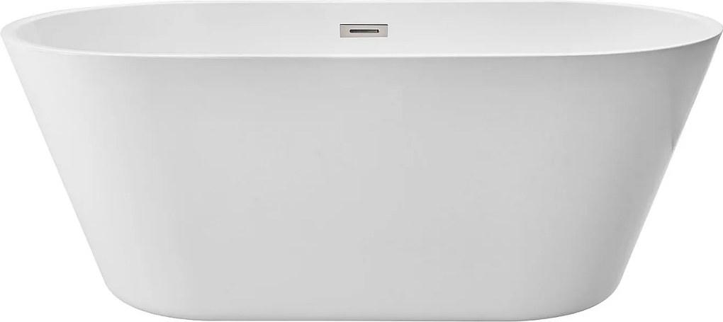 Wanna Wolnostojąca SucceBuy z Akrylu, Nowoczesna i Elegancka Wanna Wyspowa, 150x75 cm, Duża Pojemność 230 L, z Przelewem i Sztucerem w Szlifowanym Niklu