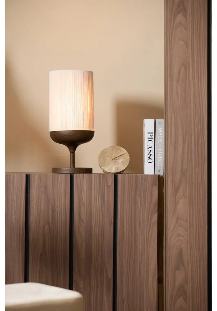 Ciemnobrązowa lampa stołowa z tekstylnym kloszem (wysokość 50 cm) Dania – Light &amp; Living