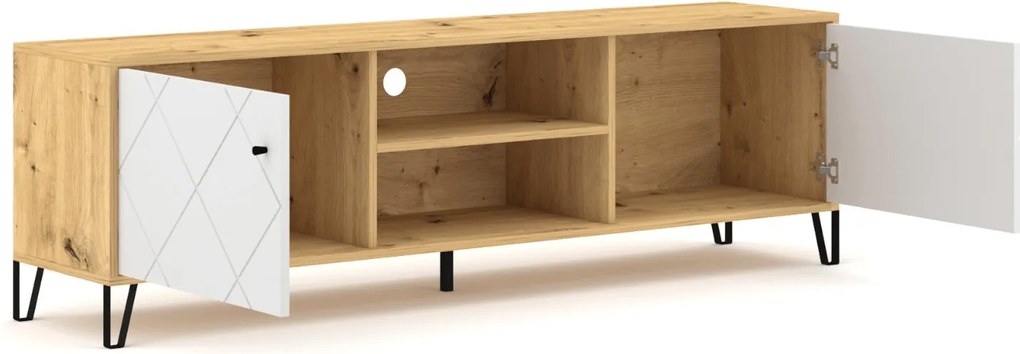 Szafka RTV do Salonu BACARDI 183 cm Dąb Artisan/Biały Nowoczesna