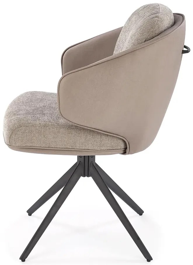 Popielaty tapicerowany fotel z obrotowym siedziskiem R7-S08