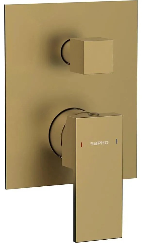 Sapho - Bateria prysznicowa podtynkowa CUBEMIX matowe złoto