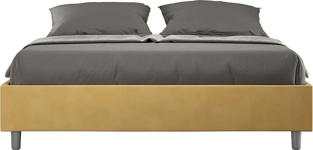 Łóżko wyposażone w stelaż z listwami z pojemnikiem tapicerowane 160x200 microfibra Okra Azelia