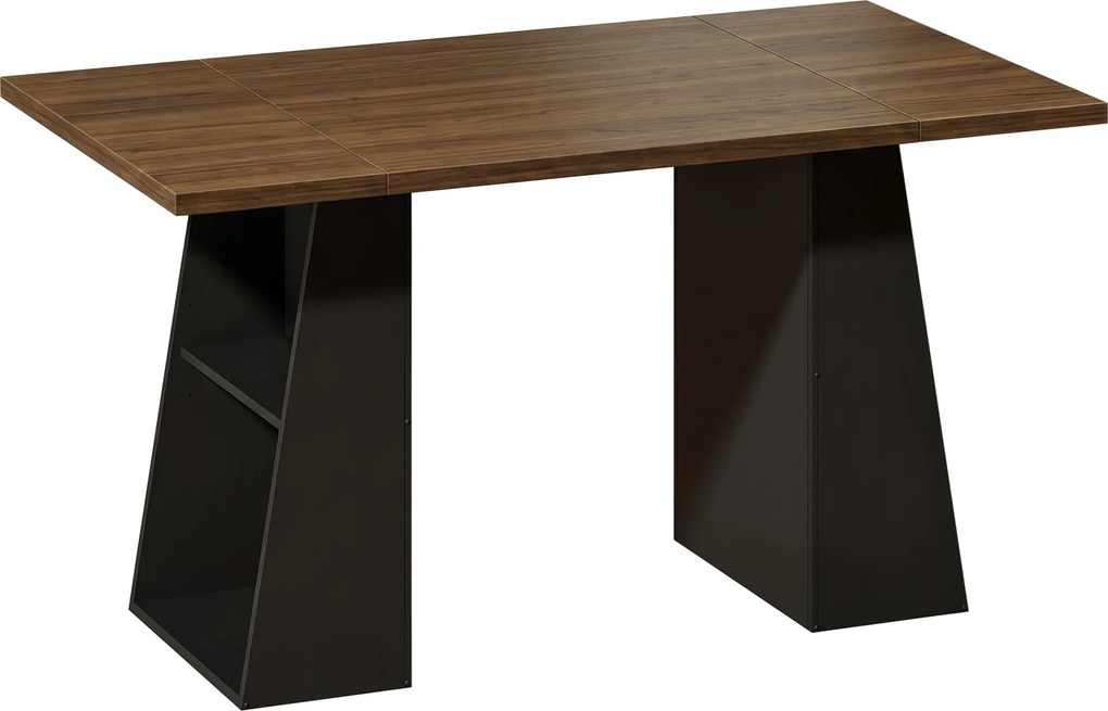 HOMCOM Biurko z 4 otwartymi półkami, Industrial Design, 140 cm, Brązowo-Czarny | Aosom PL