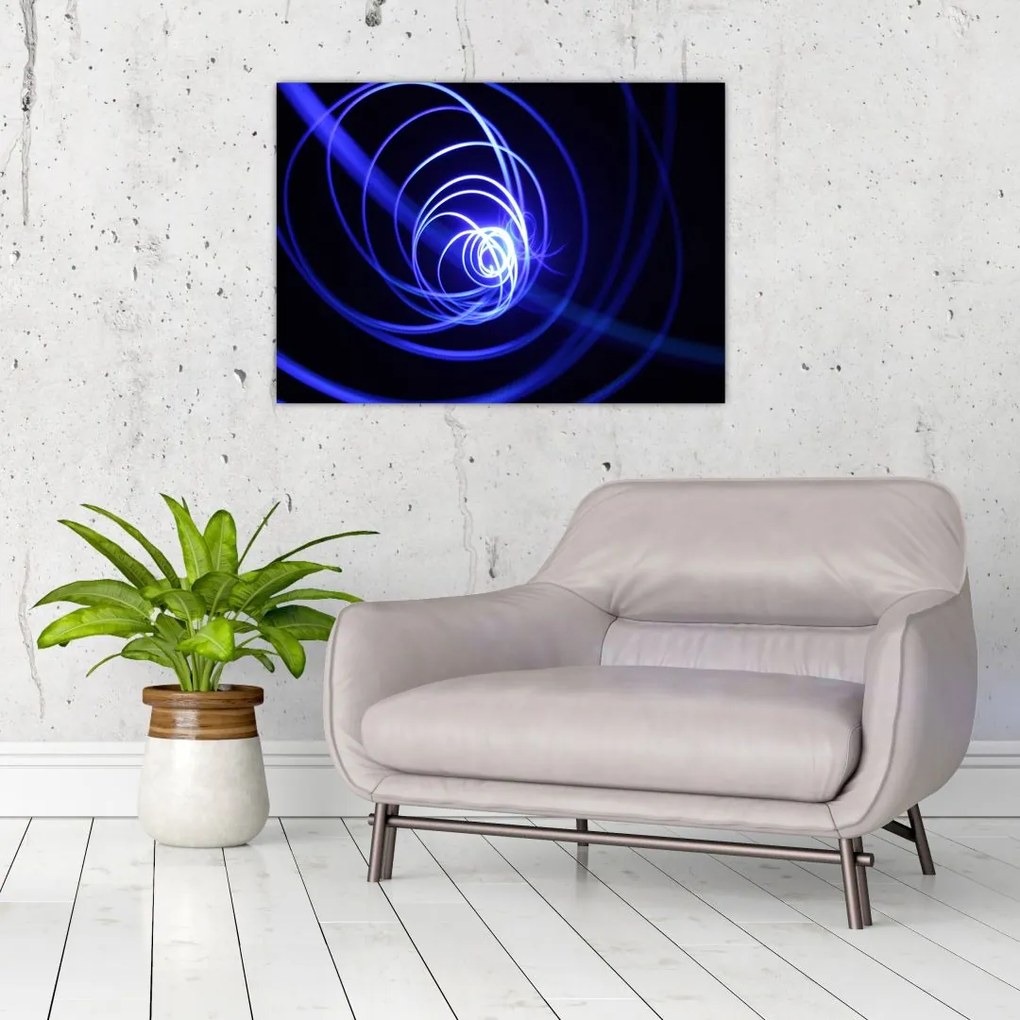 Obraz na szkle - niebieskie spirale (70x50 cm)