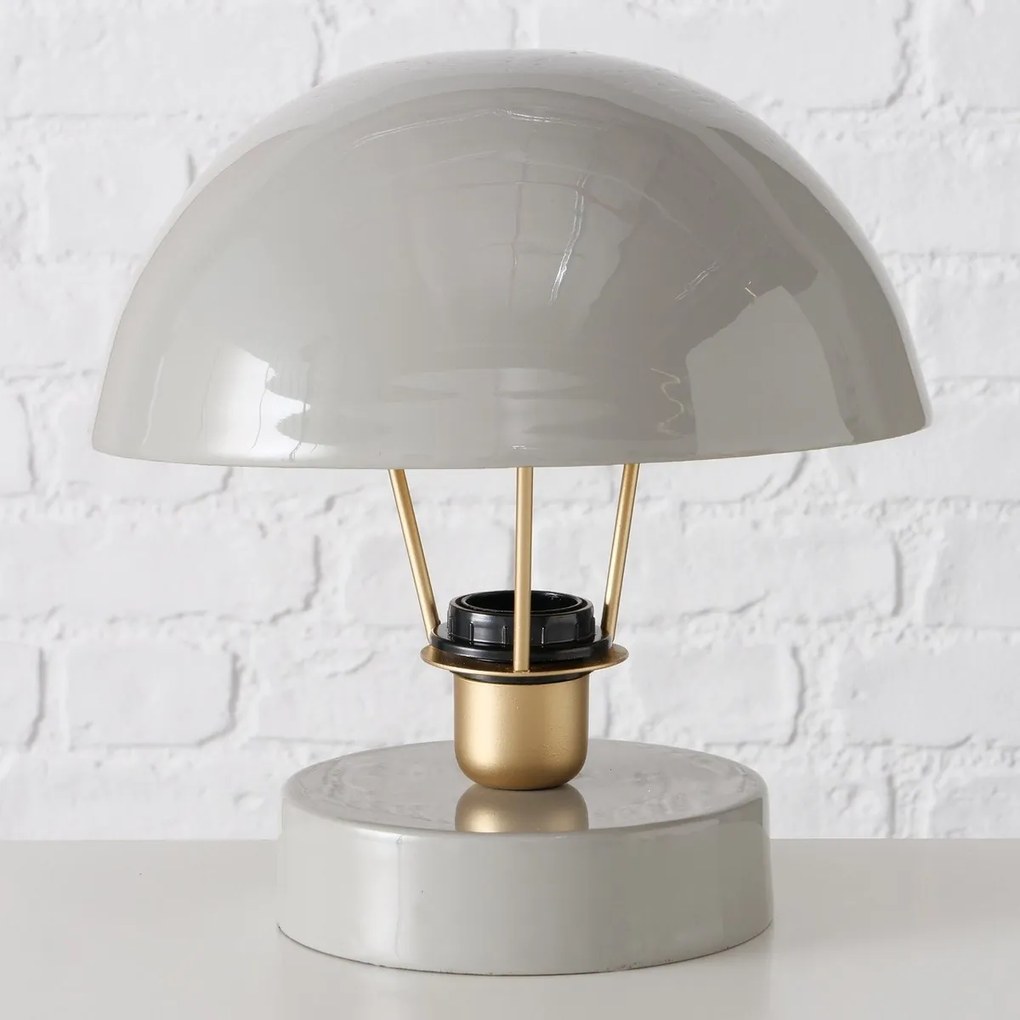 Metalowa lampka stołowa Clover, szary klosz, Ø 25 cm