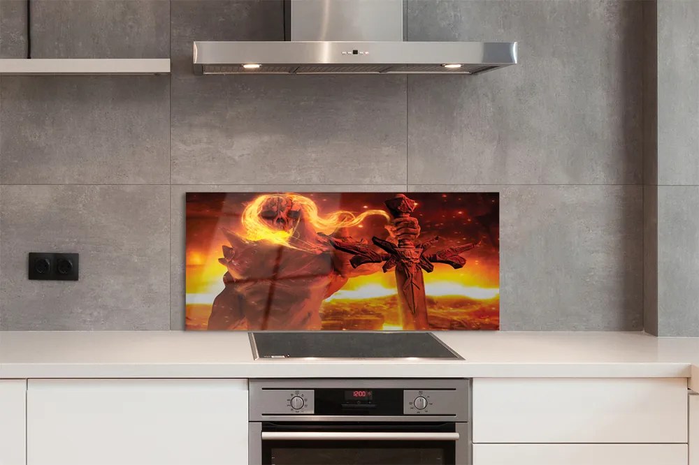 Szkło do Kuchni na Ścianę Tajemnicza Postać z Mieczem