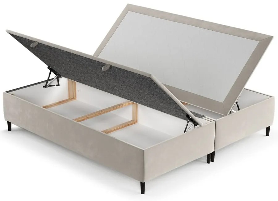 Kremowe tapicerowane łóżko dwuosobowe ze schowkiem 200x200 cm Tate – Maison de Rêve