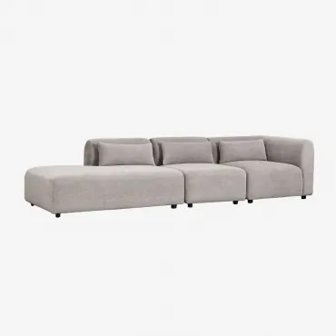 Sofa Modułowy Narożny 3-częściowy Z Lewym Szezlongiem Fogler Sztruks Jasny Szary Taupe - Sklum