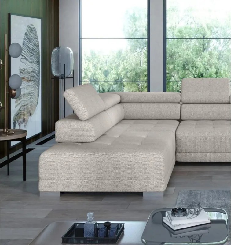 Narożnik CAMPO XL z elektryczną regulacją siedziska Lewostronny w tkaninie MEMPHIS 04 WERSAL