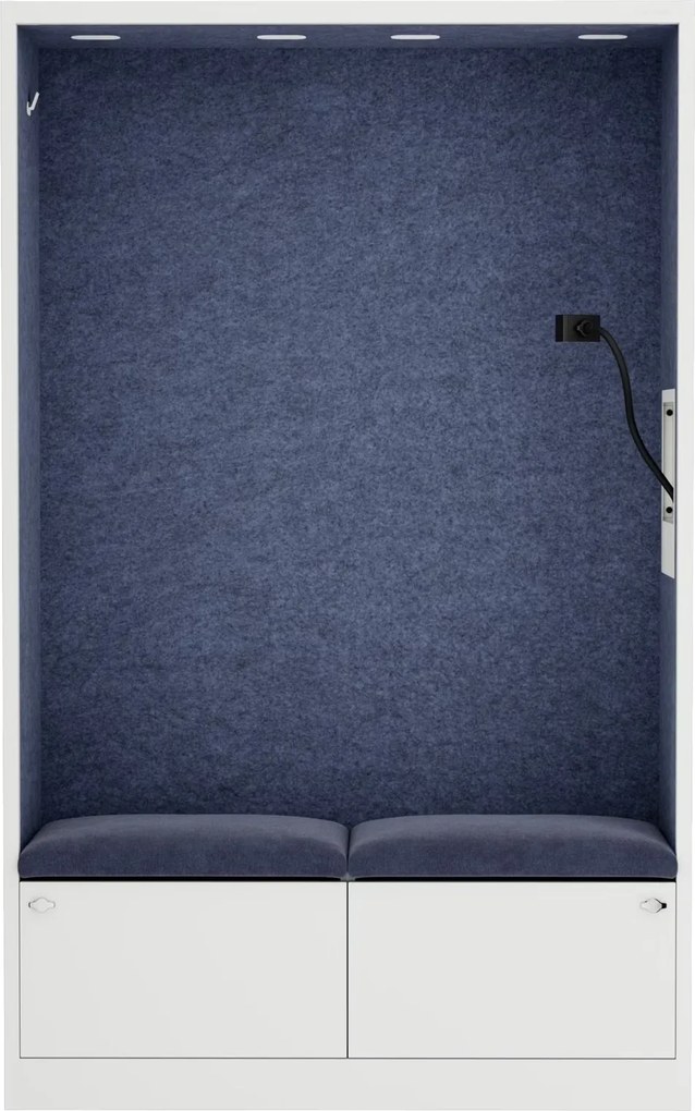 Szafa akustyczna do biura i szkoły Sally MentalBox, 115 x 40 x 185 cm, biały/granatowy