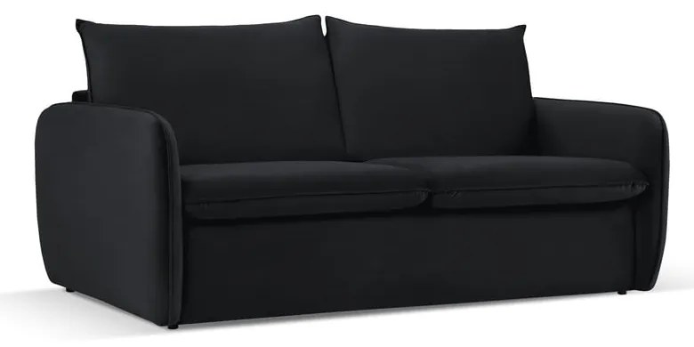 Czarna aksamitna rozkładana sofa 194 cm Vienna – Cosmopolitan Design