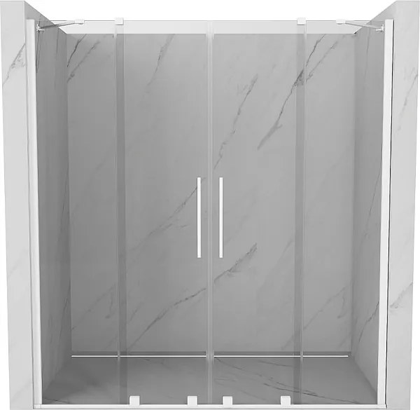 Mexen Velar Duo drzwi prysznicowe rozsuwane 200 cm, transparent, białe - 871-200-000-02-20