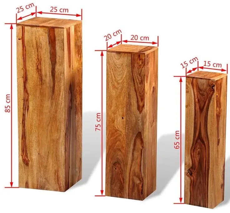 Komplet kwietników z drewna sheesham H2-B19