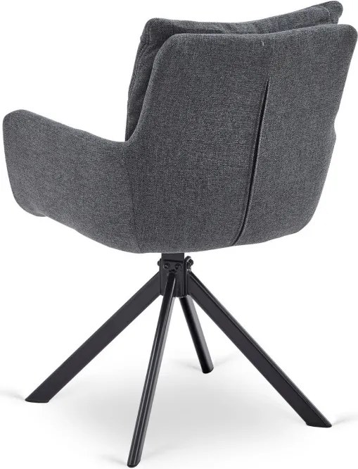 Krzesło Tapicerowane Obrotowe do Salonu PAUL Ciemnoszare Nowoczesne