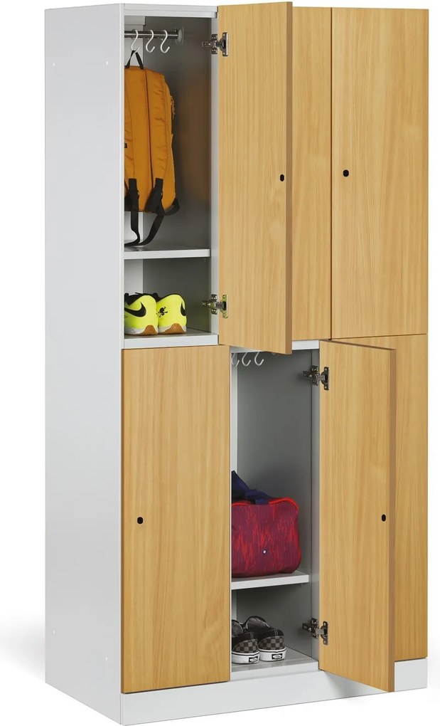 Szafka skrytkowa S1, 6 schowków, 1850 x 900 x 500 mm, zamek cylindryczny, drzwi laminowane, orzech