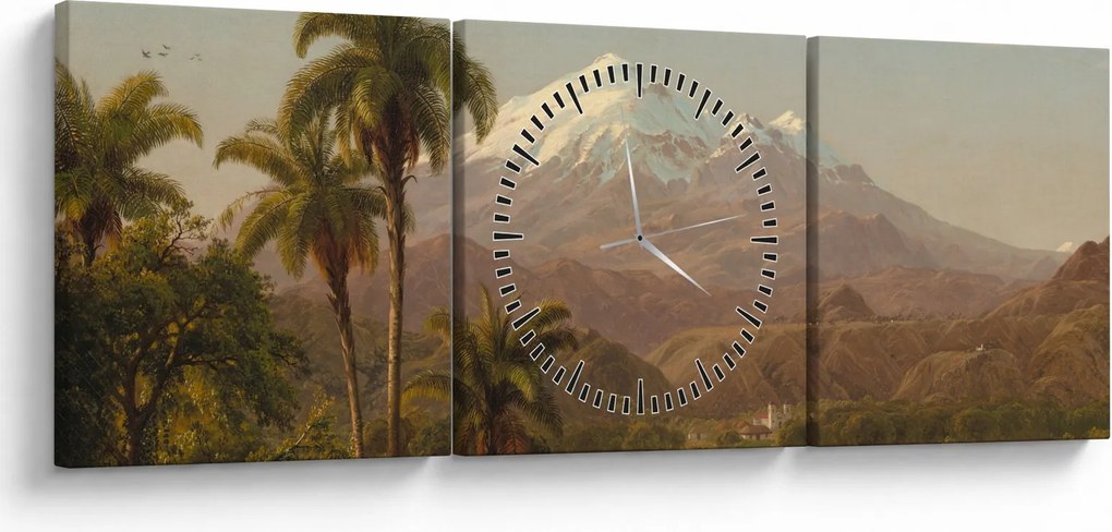 Obraz - Frederic Edwin Church, Tamaca Palms, reprodukcje (z zegarem) (90x30 cm)
