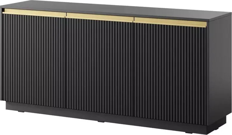 Komoda Miraza 3-drzwiowa 154 cm nowoczesna ryflowana MDF 6 półek