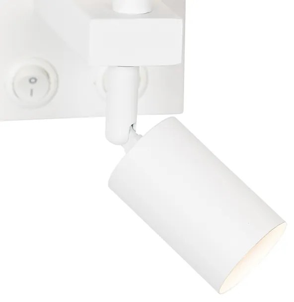 Nowoczesna lampa ścienna biała z lampką do czytania - Brescia Nowoczesny Oswietlenie wewnetrzne