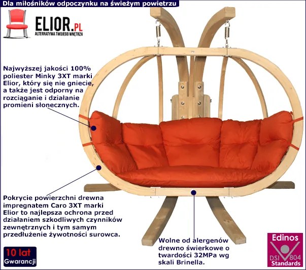 Czerwony fotel wiszący na taras Glofi