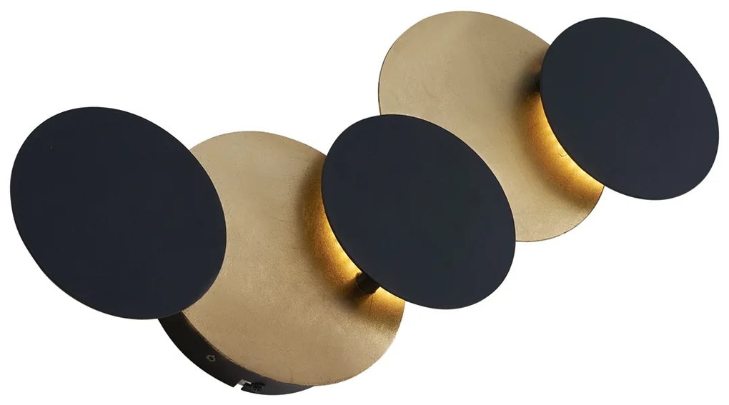 Nowoczesny kinkiet czarny ze złotym, z diodami LED, 3-stopniowy ściemniacz, 5-punktowy - Sunrise 3