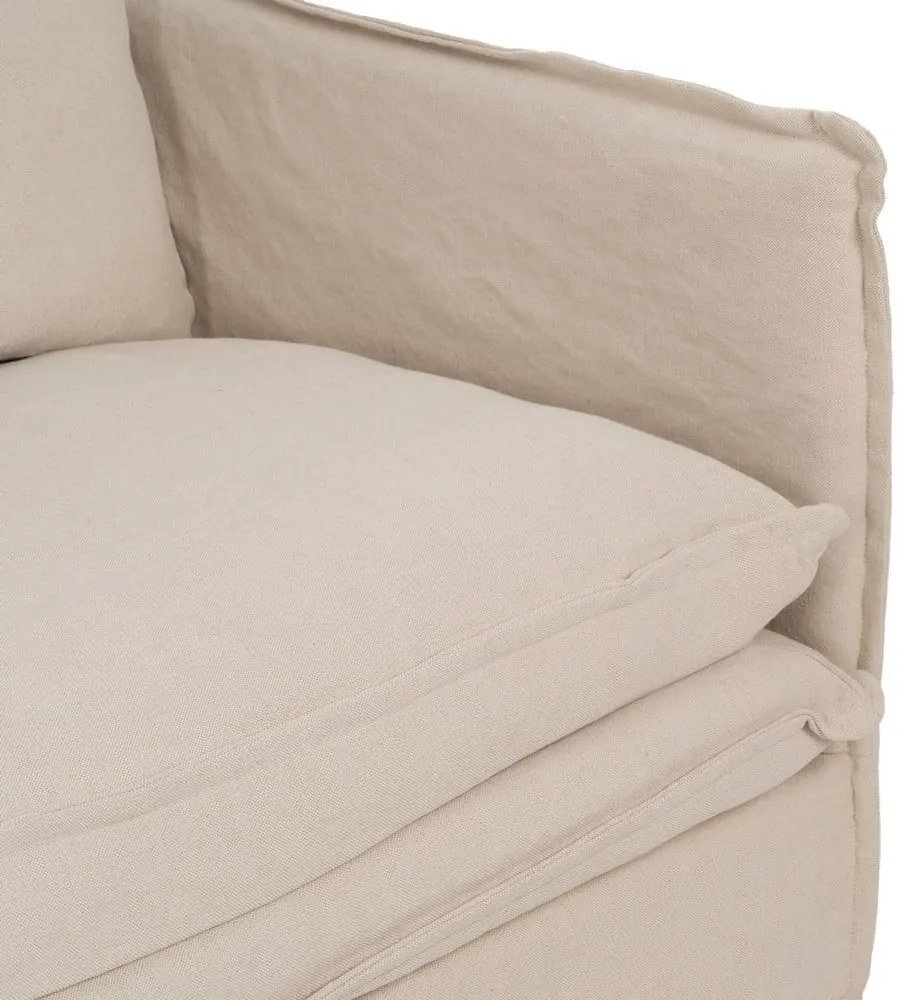 Kremowa lniana sofa 180 cm – Ixia