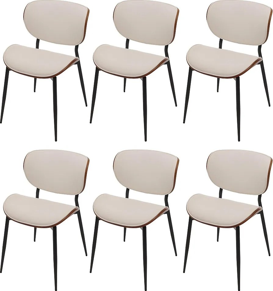 Krzesło do jadalni MCW-O45 (zestaw 6 sztuk),  wygląd orzecha włoskiego, białe