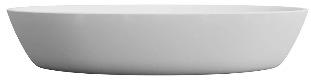 Umywalka nablatowa owalna z konglomeratu biała błyszcząca bez otworu na baterię 60 x 35 cm RONA white Glow