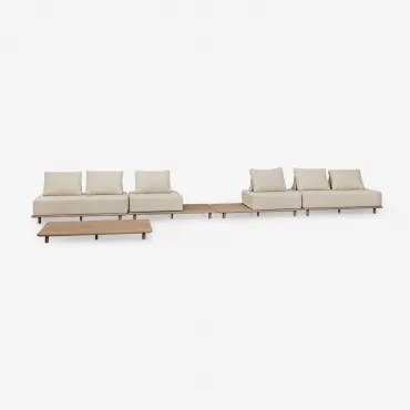 Zestaw Ogrodowy Z 4-częściową Modułową Sofą Ze Stolikiem Nocnym I Stolikiem Kawowym 160x95 Cm W Kolorze Portet Acacia Gardenia Biel - Sklum
