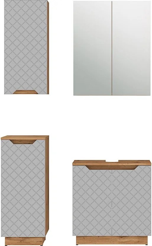 Zestaw mebli łazienkowych dąb/szary ze strukturą płytek 59.8x32x62.1 lotta