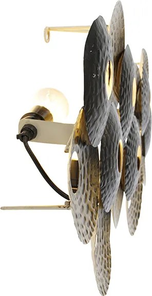 Lampa ścienna w stylu art deco orientalna złoto antyczne 3-światłowa - Balla