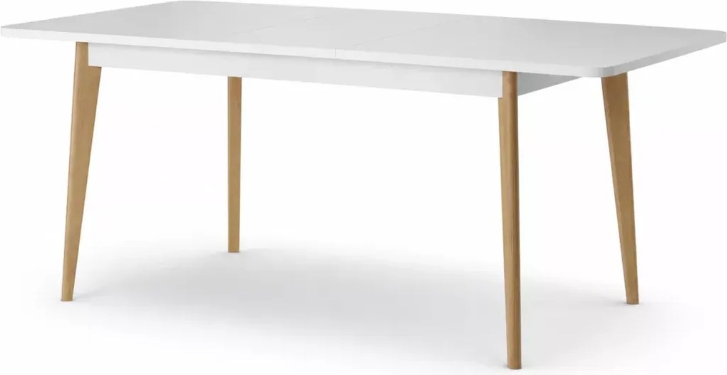 Stół Bliwon rozkładany 140-180x80 cm skandynawski biały/dąb riviera nowoczesny do jadalni