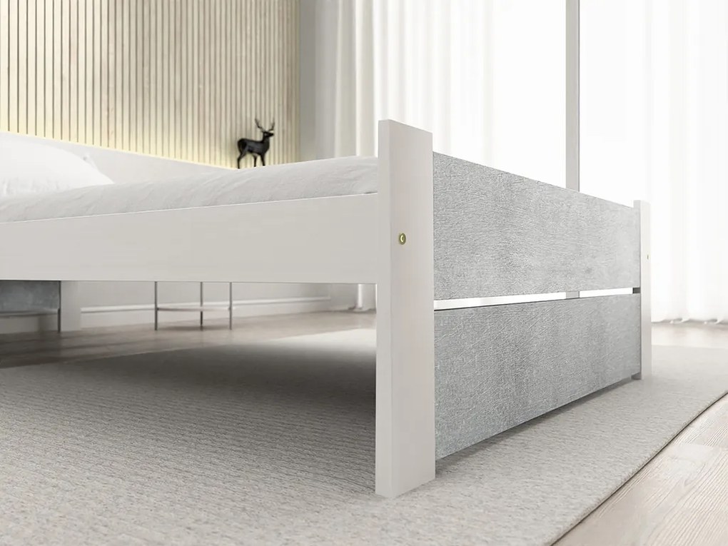 Łóżko IKAROS DOUBLE 90 x 200 cm, beton/biała Stelaż: Bez stelaża, Materac: Materac Sommera 18 cm