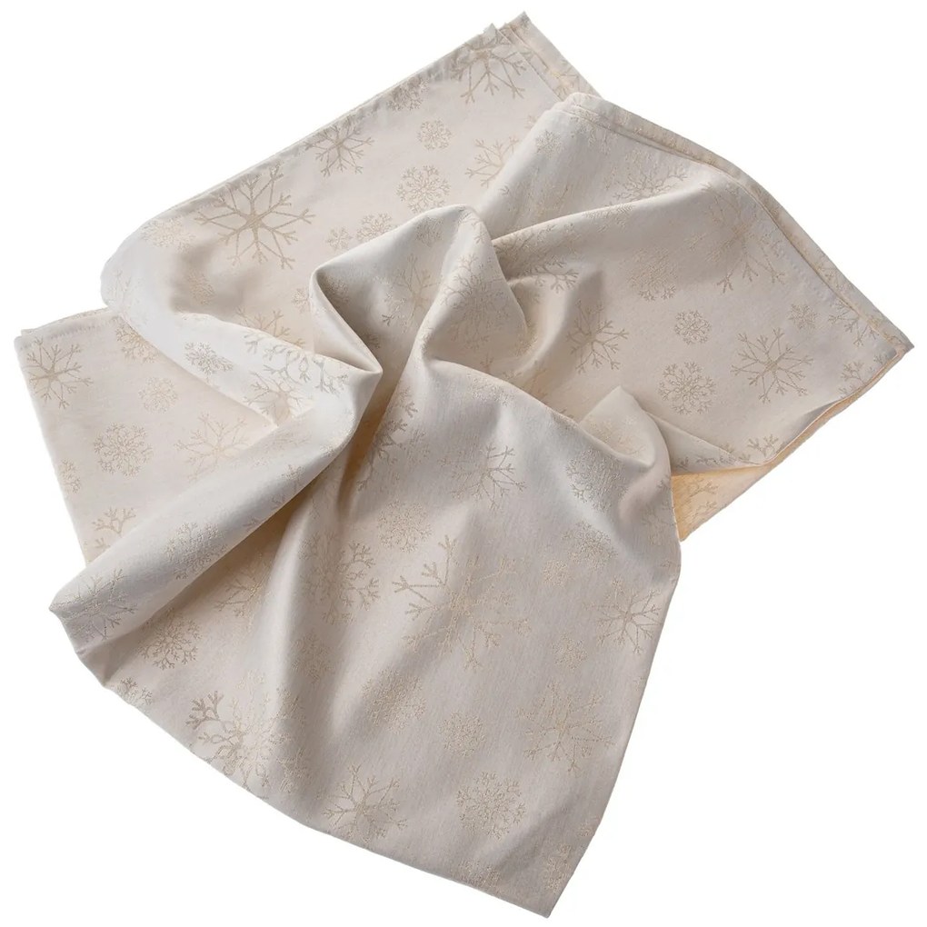 Świąteczny obrus wodoodporny Płatki śniegu złoty, 140 x 140 cm